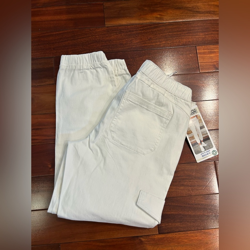 NWT-Rewash White Utility Cargo Jogger Pants-Comfort Stretch Athleisure - Picture 9 of 10